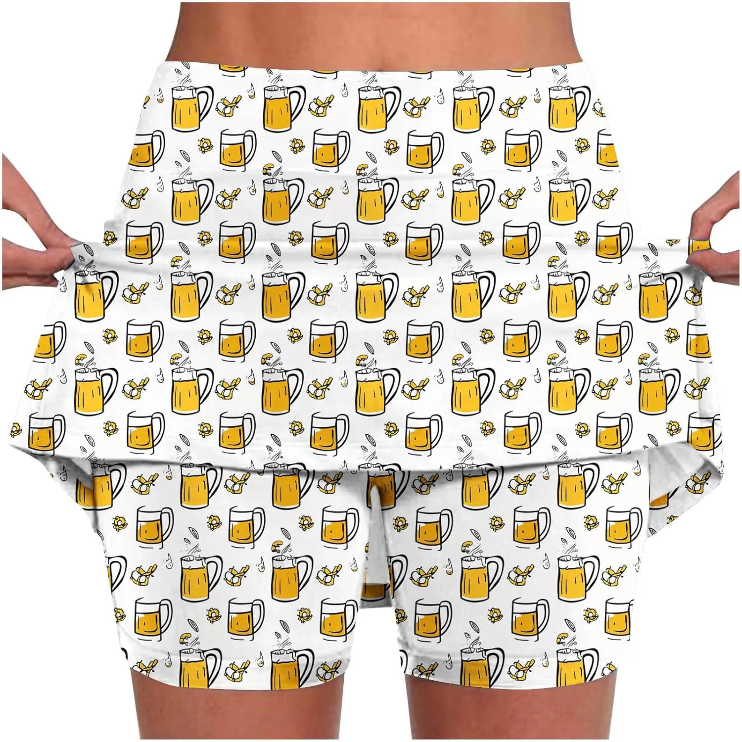 Women Plus Skirts for Beer Festival Fashion Party Shorts Funny Print Athletic Tennis Skirts Running Shorts for Women