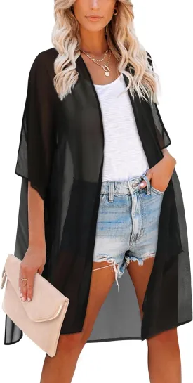 Women's Kimono Swimsuit Coverups Summer Beach Casual Loose Cardigans for Swimwear