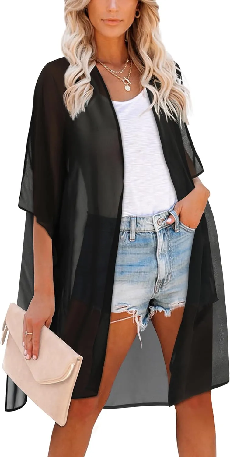 Women's Kimono Swimsuit Coverups Summer Beach Casual Loose Cardigans for Swimwear